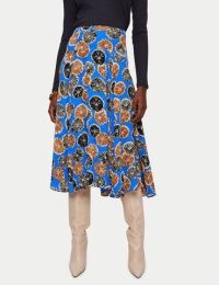 Jigsaw Dandelion Floral Midi Skirt in Blue | drapey floral skirts