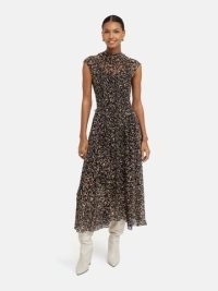 JIGSAW Brushwork Crinkle Dress in Chocolate – chic brown crinkled fabric dresses