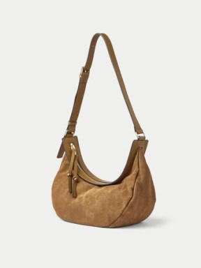 JIGSAW Melbury Soft Suede Bag in Tan – brown boho style shoulder bags - flipped