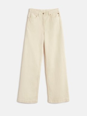 JIGSAW Balfour Long Wide Leg Jean in Ecru | women’s beige denim jeans - flipped