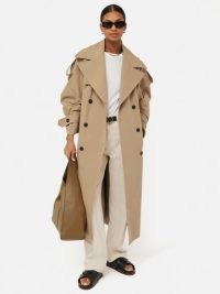 JIGSAW Oversized Cotton Trench Coat in Stone ~ women’s classic belted longline coats