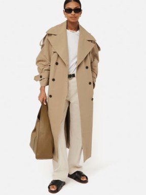 JIGSAW Oversized Cotton Trench Coat in Stone ~ women’s classic belted ...