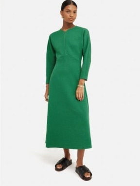JIGSAW Heavy Crepe Jersey Zip Dress in Green ~ minimalist fashion