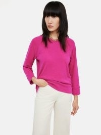 JIGSAW Cotton Luxe Raglan Tee in Pink ~ women’s vibrant crew neck T-shirts