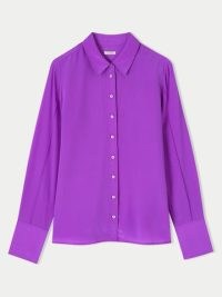 JIGSAW Silk Stitched Shirt in Purple ~ women’s silky shirts
