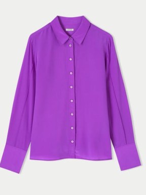 JIGSAW Silk Stitched Shirt in Purple ~ women’s silky shirts