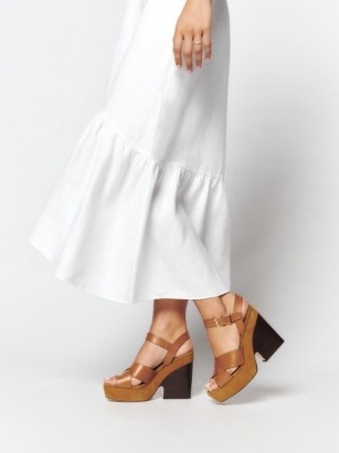 Reformation Juna Platform Sandal in Pecan ~ brown chunky platforms ~ strappy block heel sandals