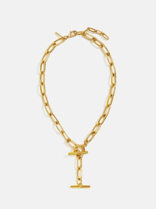 JIGSAW Textured Heritage Necklace – womens contemporary gold tone chain link necklaces – chic fashion jewellery - flipped