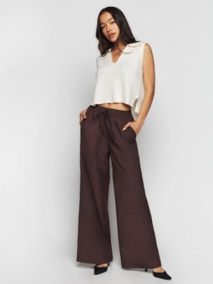 Reformation Kyle Pant in Dark Brown ~ womens relaxed fit darawstring waist trousers ~ women’s chic casual pants - flipped