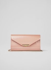 Lucy Pink Pearlised Patent Leather Clutch Bag ~ glossy occasion bags