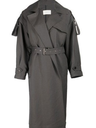 LVIR Green Belted Trench Coat | women’s belted cotton longline coats - flipped