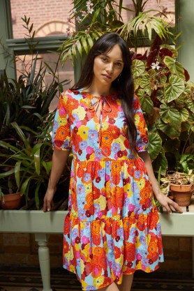 gorman Mathilde Pop Dress – womens tiered floral print dresses – women’s organic cotton clothes