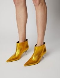 Proenza Schouler Spike Boots in Gold ~ luxe metallic leather booyies ~ silver tone mid heel ~ pointed toe