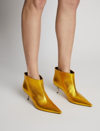 Proenza Schouler Spike Boots in Gold ~ luxe metallic leather booyies ~ silver tone mid heel ~ pointed toe - flipped