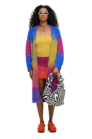 SIMON MILLER MAUD COAT in Happy Knit | longline duster style cardigans | multicoloured knits - flipped