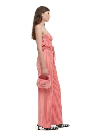 SIMON MILLER MINI RETRO BAG in Powder Pink Multi ~ cute corduroy top handle bags ~ mini designer handbags ~ small cord fabric vintage inspired handbag - flipped