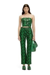 SIMON MILLER NATTY PANT in GRASS GREEN ~ womens python print trousers ~ glamorous snake prints