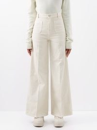 JOSEPH Brompton wide-leg jeans in cream | womens neutral off white denim fashion