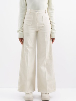 JOSEPH Brompton wide-leg jeans in cream | womens neutral off white denim fashion - flipped