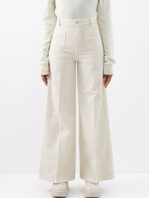 JOSEPH Brompton wide-leg jeans in cream | womens neutral off white denim fashion