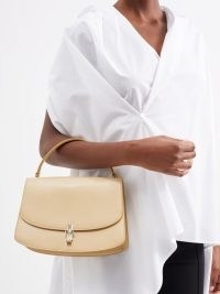 THE ROW Sofia leather handbag in cream ~ chic minimalist vintage style handbags ~ luxe top handle bags