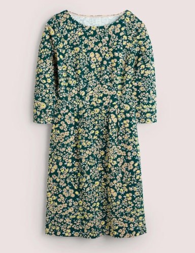 Boden Penny Jersey Dress in Seaweed, Heart Bloom / floral cotton day dresses / wardrobe essentials