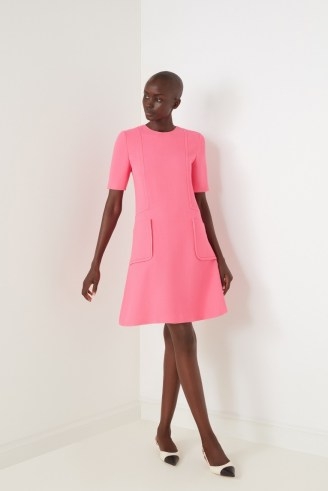 jane atelier PIA SHIFT DRESS in Bubblegum Pink ~ short sleeve retro inspired A-line dresses - flipped