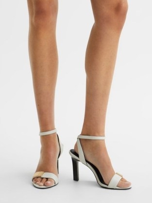 REISS ADA SANDALS STRAPPY HEEL SANDALS OFF WHITE – leather ankle strap occasion shoes - flipped