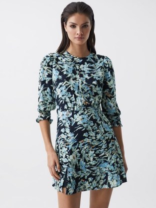 REISS ANNIE FLORAL PRINT MINI DRESS NAVY/BLUE | feminine style mini dresses - flipped