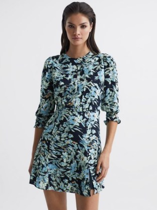 REISS ANNIE FLORAL PRINT MINI DRESS NAVY/BLUE | feminine style mini dresses