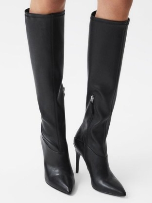 REISS CARINA KNEE HIGH LEATHER BOOTS BLACK – womens classic footwear
