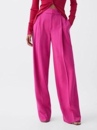 REISS CHRISTA WIDE LEG WOOL PLEATED TROUSERS PINK - flipped