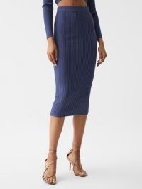 REISS IONA KNITTED PENCIL SKIRT CO-ORD BLUE