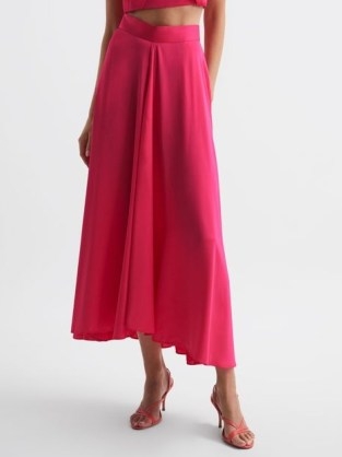 REISS RUBY OCCASION MAXI SKIRT PINK ~ flowing soft pleated evening skirts - flipped