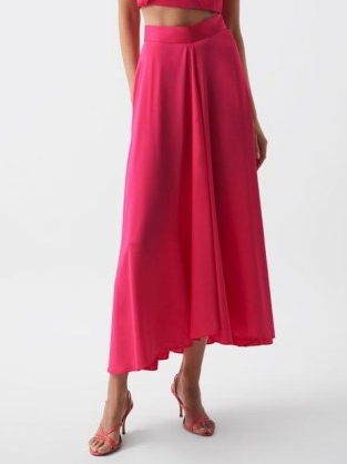 REISS RUBY OCCASION MAXI SKIRT PINK ~ flowing soft pleated evening skirts