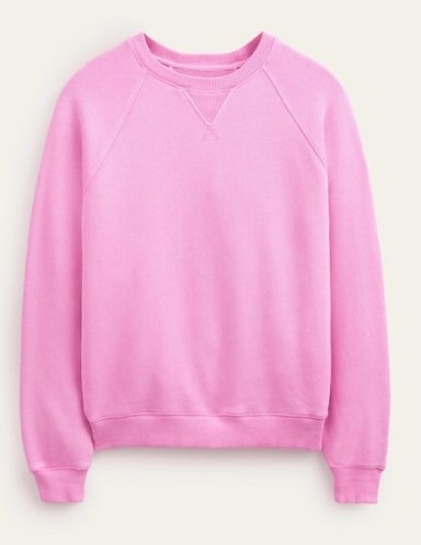 Boden Relaxed Raglan Sweatshirt in Wild Orchid ~ womens pink sweatshirts ~ women’s long sleeved crewneck sweat tops ~ casual wardrobe essentials - flipped