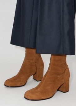 ME and EM 60s Suede High Ankle Boot in Cognac ~ womens brown round toe boots