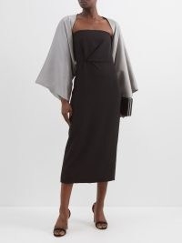 E.STOTT Beau wide-sleeve satin bolero jacket in silver – chic kimono sleeved occasion jackets