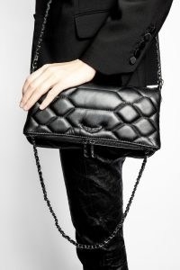 Zadig & Voltaire Rock Mat XL Scale Clutch in Black | quilted leather shoulder bags | French designer handbags