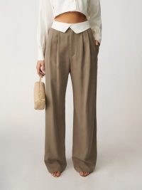 Stevie Pant in Mushroom ~ womens neutral brown foldover waist trousers ~ women’s chic contemporary pants ~ relaxed fit