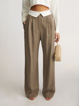 Stevie Pant in Mushroom ~ womens neutral brown foldover waist trousers ~ women’s chic contemporary pants ~ relaxed fit - flipped