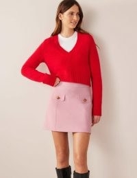 Boden Tailored A-line Mini Skirt in Cameo Pink | womens short reto style skirts | women’s vintage inspired clothes