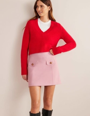 Boden Tailored A-line Mini Skirt in Cameo Pink | womens short reto style skirts | women’s vintage inspired clothes - flipped