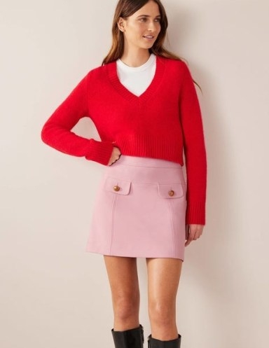 Boden Tailored A-line Mini Skirt in Cameo Pink | womens short reto style skirts | women’s vintage inspired clothes