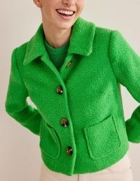 Boden Textured Cropped Wool Jacket in Iguana Green ~ women’s vibrant vintage inspired jackets