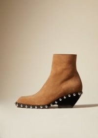 KHAITE THE HOOPER BOOT in Cognac with Studs ~ womens brown studded cowboy boots ~ women’s western inspired footwear