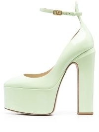 Valentino Garavani Tan-Go 155mm platform pumps in apple green | high block heel platforms | womens retro shoes | women’s 70s vintage look footwear