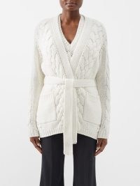 GABRIELA HEARST Aguirre belted cashmere cardigan in ivory ~ womens luxe tie waist cable knit cardigans