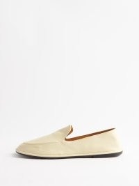 THE ROW Canal grained-leather loafers in cream – womens luxe flat loafer shoes