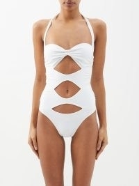 NORMA KAMALI Peekaboo Mio cutout swimsuit in white – glamorous front cut out halterneck swimsuits